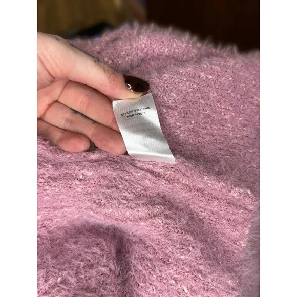 Lulus Pink Preppy Fuzzy Knit Feminine Cowl Neck Cozy Fall Sweater Dress XS - Picture 7 of 7